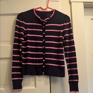 Pink and navy Striped Women's Cardigan